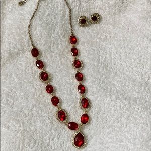 Golden ruby necklace with matching earrings from Jc Penney